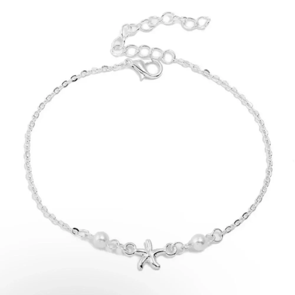 💜10/$25💜NEW Starfish Charm Pearled Chain Bohemian Anklet - Picture 6 of 9